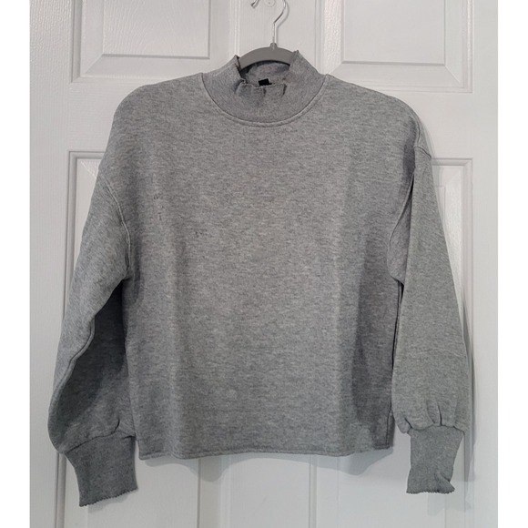 Women's Gray J. Crew Heritage Terry Mock Neck Sweatshirt - Picture 5 of 9